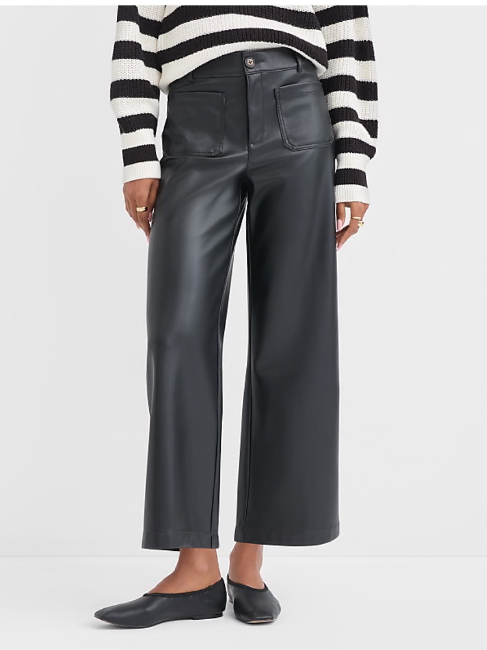 Loft Palmer Wide Leg Crop Pants in Faux Leather - Picture 2 of 6